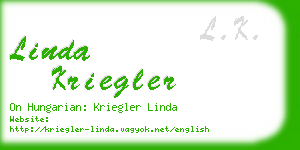 linda kriegler business card